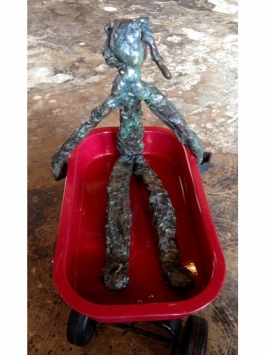 Bronze Girl in Wagon